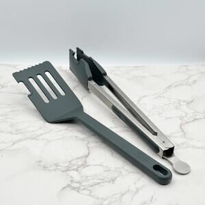 Kuhn Rikon Kitchen Tongs and Spatula Set Gray